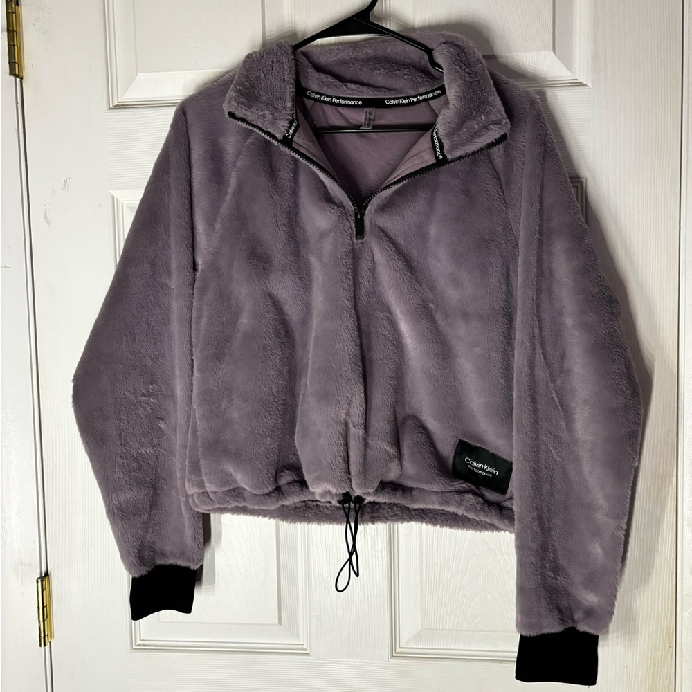 cropped fuzzy hoodie